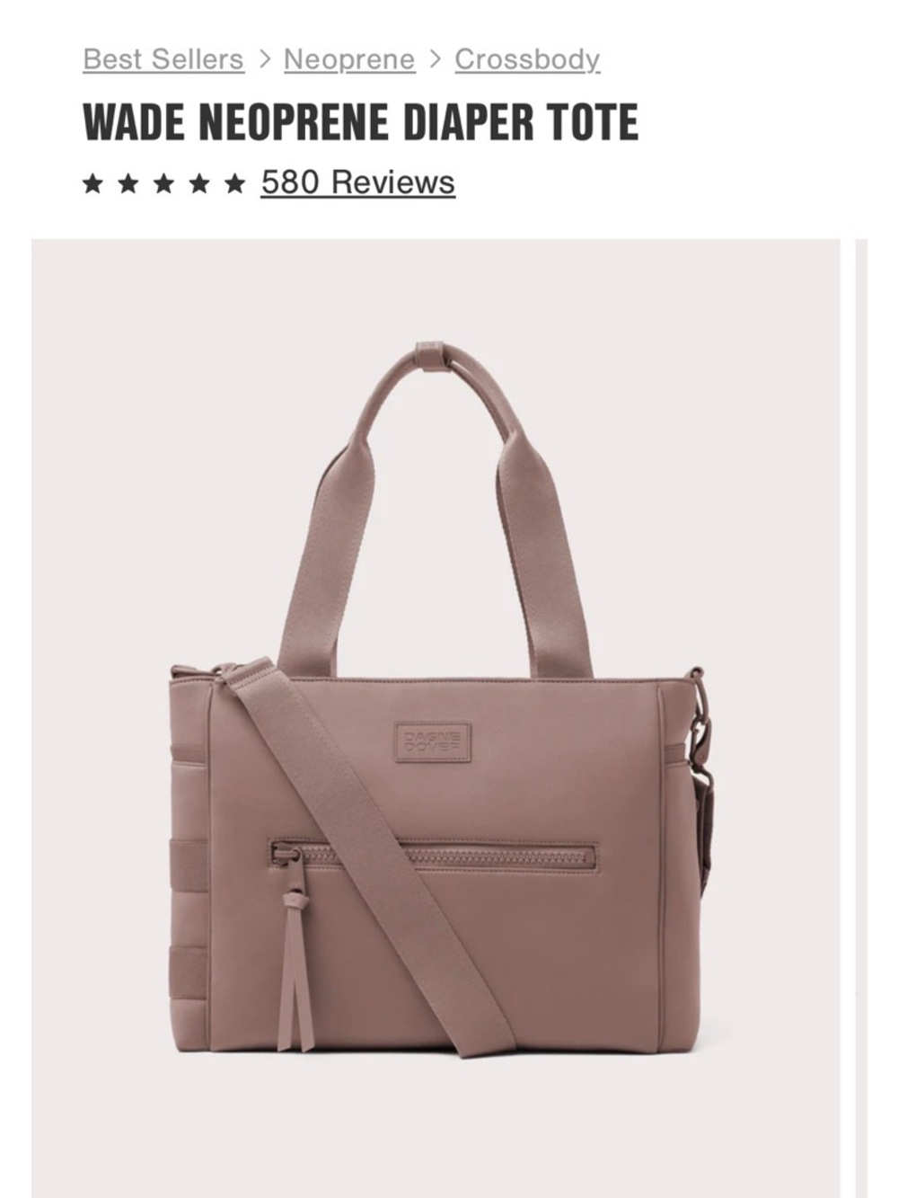 Neoprene Diaper Tote — Dusty Rose